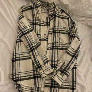 american eagle black and white flannel